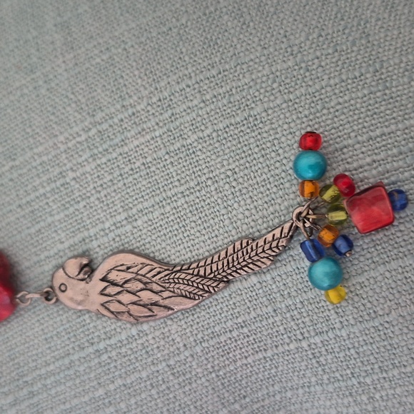 Parrot &Pink Mother Of Pearl 3 Piece Necklace, Braclet, Earring Set - Picture 8 of 8